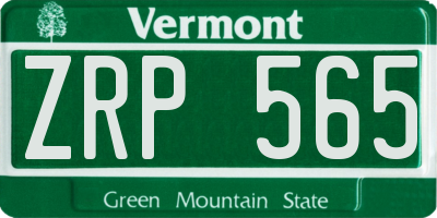 VT license plate ZRP565
