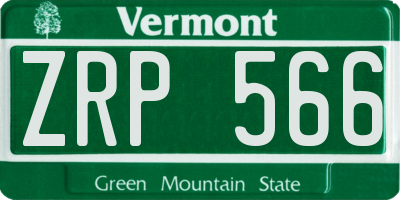 VT license plate ZRP566