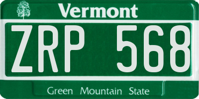VT license plate ZRP568