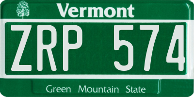 VT license plate ZRP574