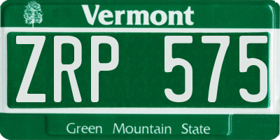 VT license plate ZRP575