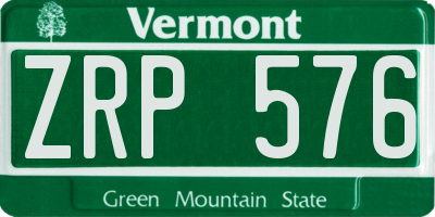 VT license plate ZRP576