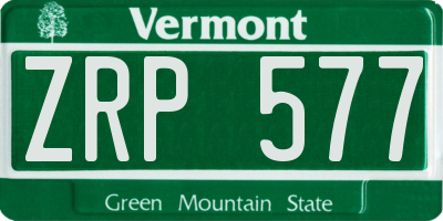 VT license plate ZRP577