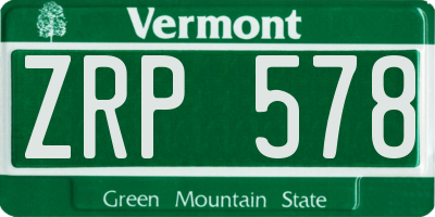 VT license plate ZRP578