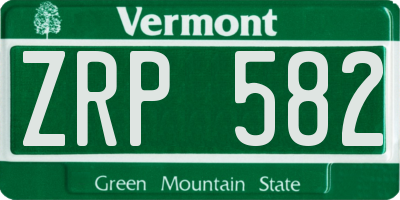 VT license plate ZRP582