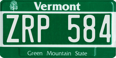 VT license plate ZRP584
