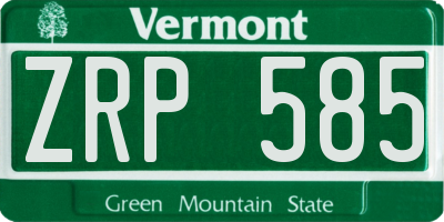 VT license plate ZRP585