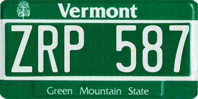 VT license plate ZRP587