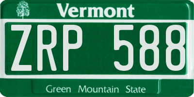 VT license plate ZRP588