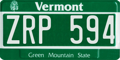 VT license plate ZRP594