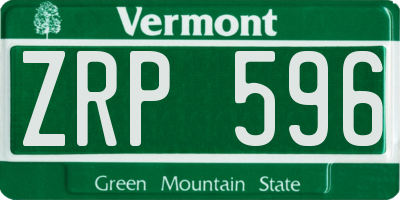 VT license plate ZRP596