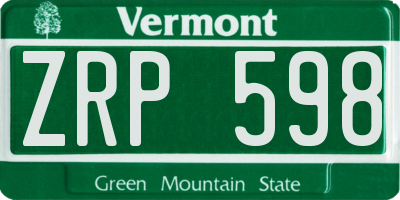 VT license plate ZRP598
