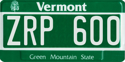 VT license plate ZRP600