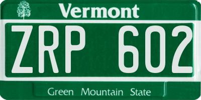 VT license plate ZRP602