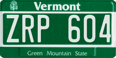 VT license plate ZRP604