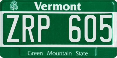 VT license plate ZRP605