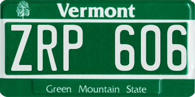 VT license plate ZRP606