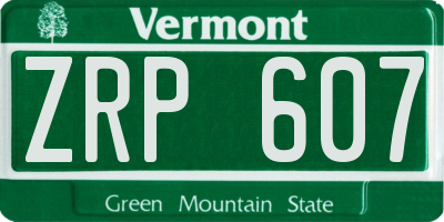 VT license plate ZRP607