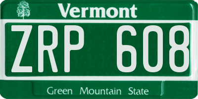 VT license plate ZRP608
