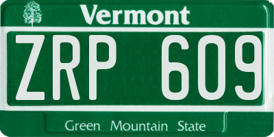 VT license plate ZRP609