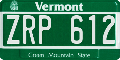 VT license plate ZRP612