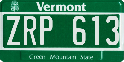 VT license plate ZRP613