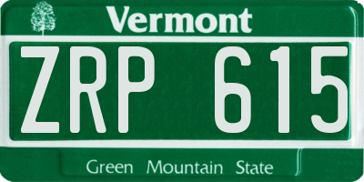 VT license plate ZRP615