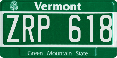 VT license plate ZRP618