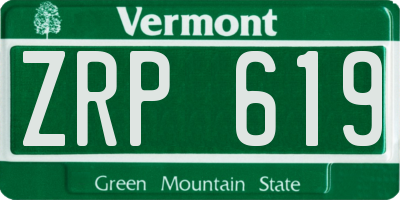 VT license plate ZRP619