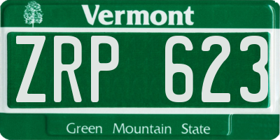VT license plate ZRP623