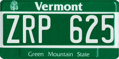 VT license plate ZRP625