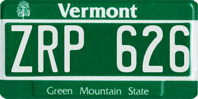 VT license plate ZRP626