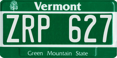 VT license plate ZRP627