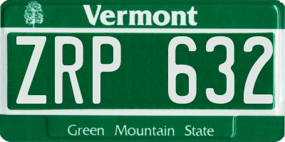 VT license plate ZRP632