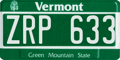 VT license plate ZRP633