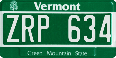 VT license plate ZRP634