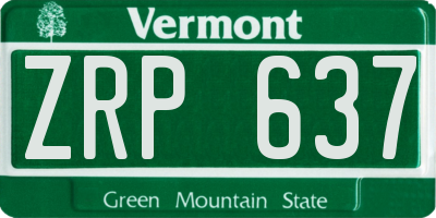 VT license plate ZRP637