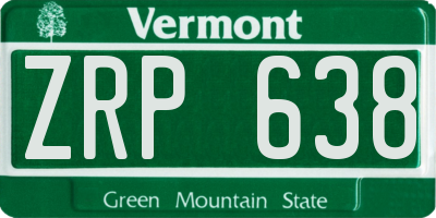 VT license plate ZRP638