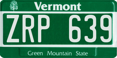 VT license plate ZRP639