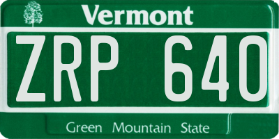 VT license plate ZRP640