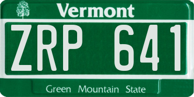 VT license plate ZRP641