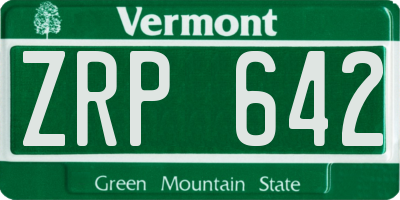 VT license plate ZRP642