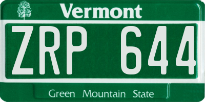 VT license plate ZRP644