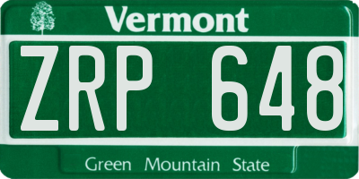 VT license plate ZRP648