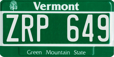 VT license plate ZRP649