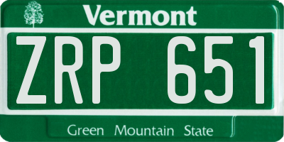 VT license plate ZRP651