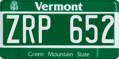 VT license plate ZRP652