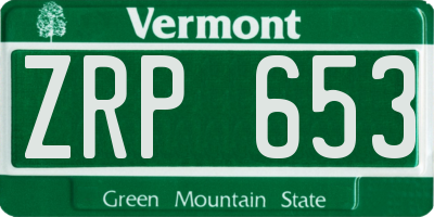 VT license plate ZRP653