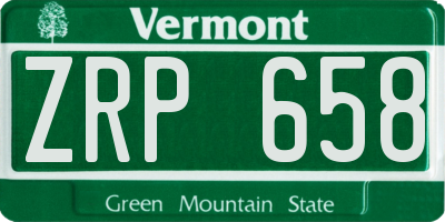 VT license plate ZRP658