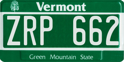 VT license plate ZRP662